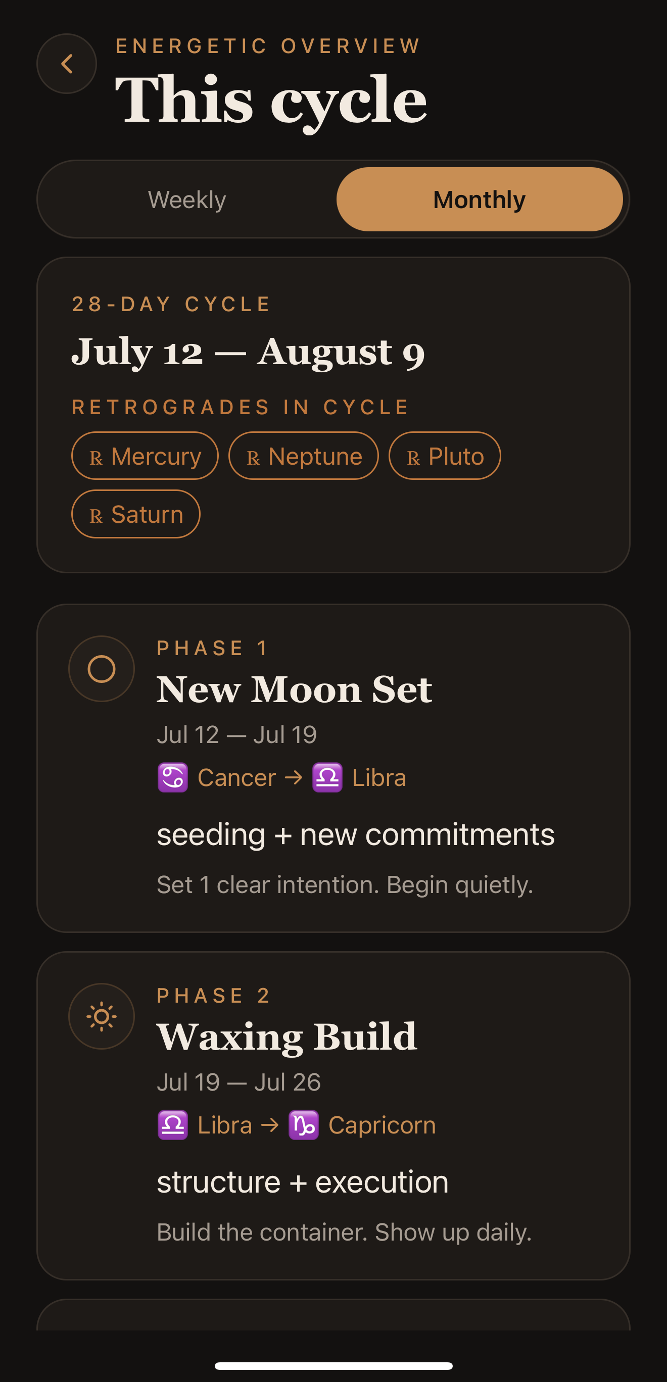 Kaira Today screen — daily guidance dashboard